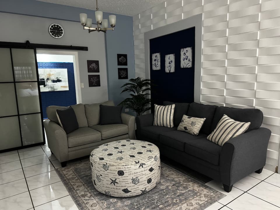 Coastal-themed living room