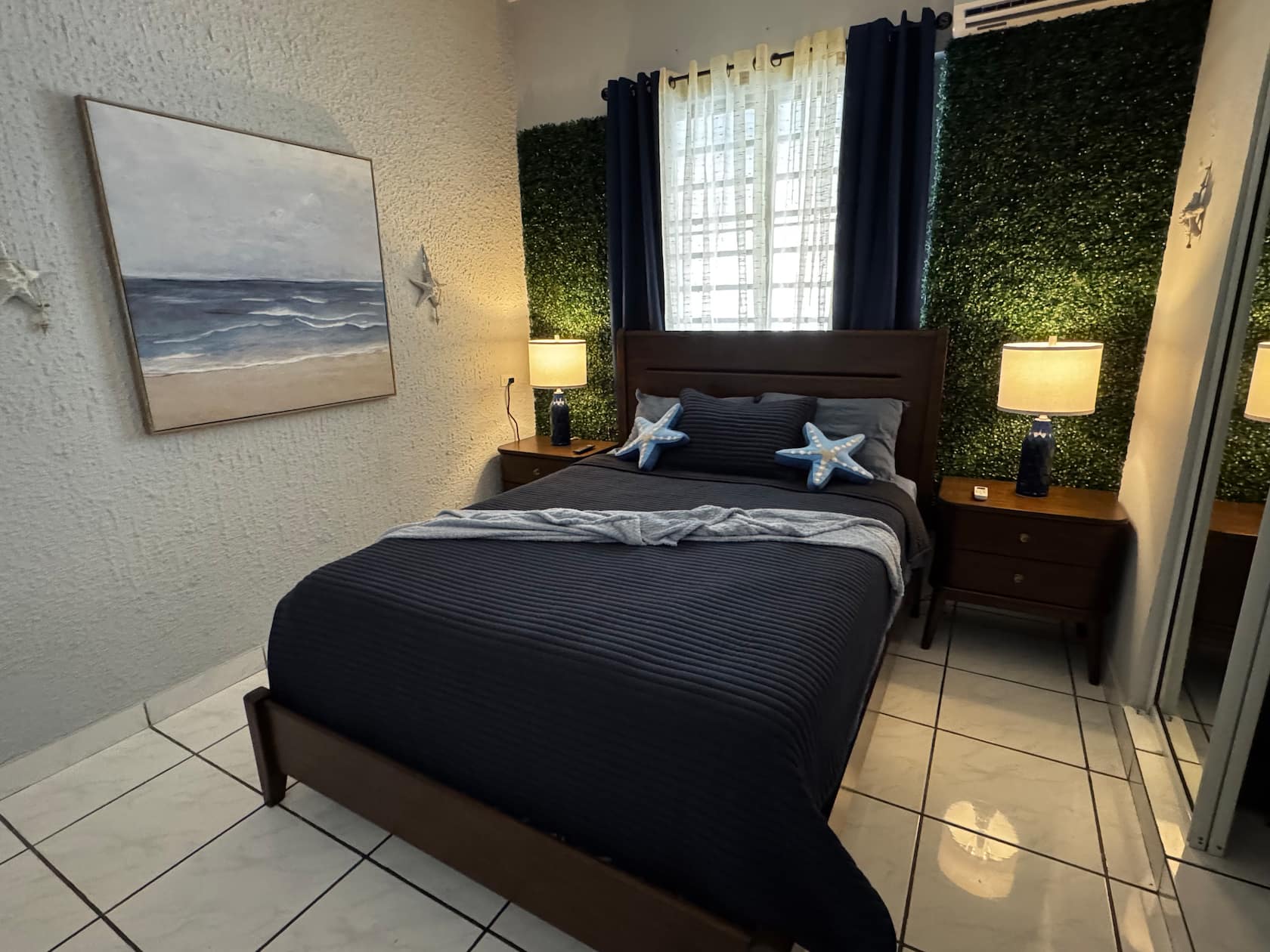Coastal-themed second bedroom